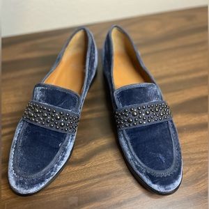 Sarto by Franco Sarto Johanna Blue Velvet Studded Loafers | Size 8.5